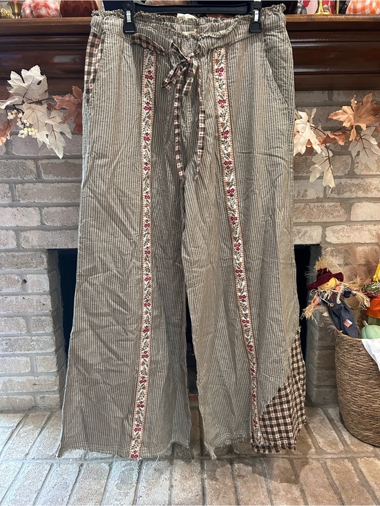 POL Pants - POL Striped Wide-Leg Pants with Floral Trim NWT